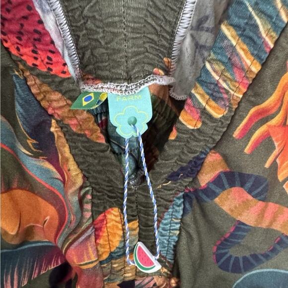 FARM RIO 100% organic cotton with a double V bodice and jungle print in size XS - Picture 8 of 9